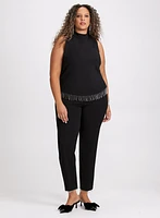 Emma Crystal Fringe Slim-Leg Pants