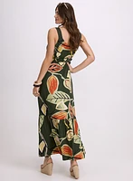 Leaf Print Maxi Dress