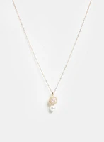 Rhinestone & Pearl Pendant Necklace