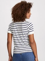Striped Ruffle Trim T-Shirt