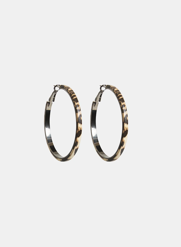 Leopard Print Hoop Earrings