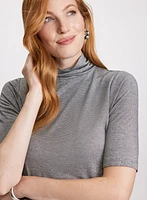 Metallic Knit Turtleneck Top