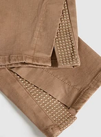 Embellished Slit Hem Jeans