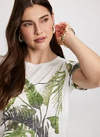 Tropical Print Burnout T-Shirt