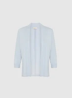 Ribbed Trim Open-Front Cardigan