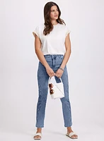 Embroidered Straight-Leg Jeans