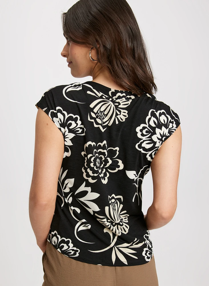Split Neck Floral Top