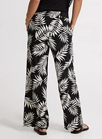 Palm Print Wide-Leg Pants