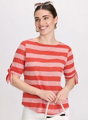 Striped Short Sleeve Sweater