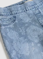 Rose Print Denim Capris