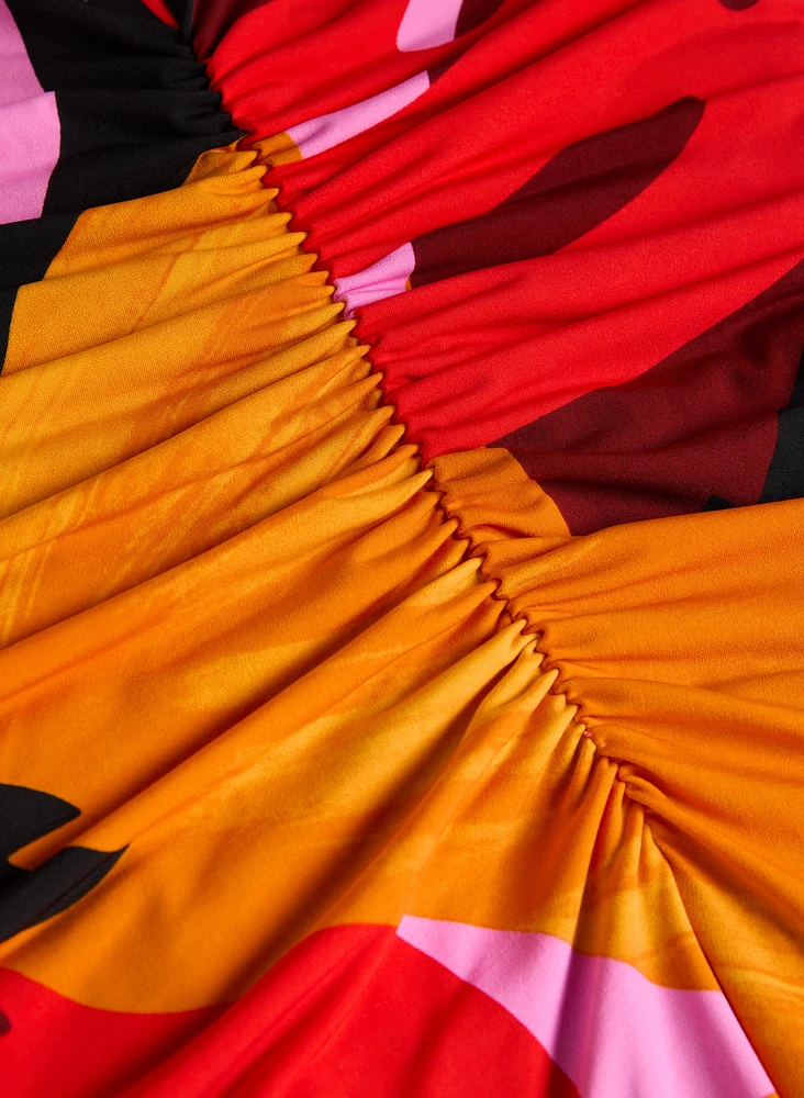 Robe maxi à motif feuilles