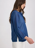 Cotton Split Neck Blouse