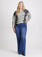 Lace Print Knit Pullover