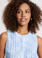 Sleeveless Floral Pleated Blouse