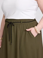 Drawstring Crinkled Maxi Skirt