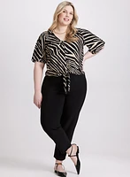 Tied-Hem Zebra Print Top