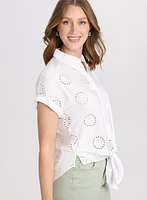 Embroidered Button-Down Blouse