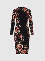 Ruched Mock-Neck Midi Dress