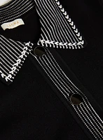 Contrast Trim Polo Sweater