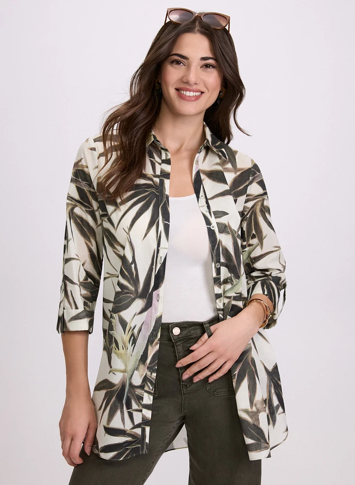 Blouse à motif feuilles