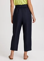 Belted Linen-Blend Capris