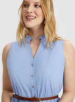 Belted Button Front Dress