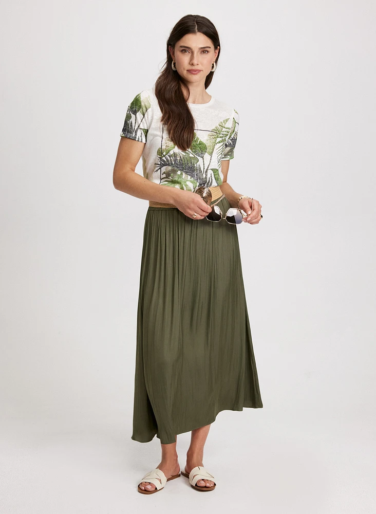 Tropical Print Burnout T-Shirt