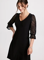 V-Neck Lace Detail Evening Dress