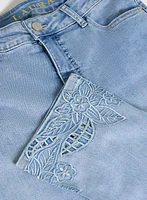 Embroidered Capri Jeans