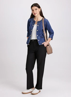 Braided Trim Denim Jacket & Mia Straight-Leg Pants - Regular