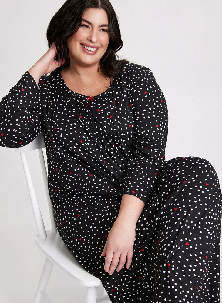 Polka Dot & Heart Nightgown