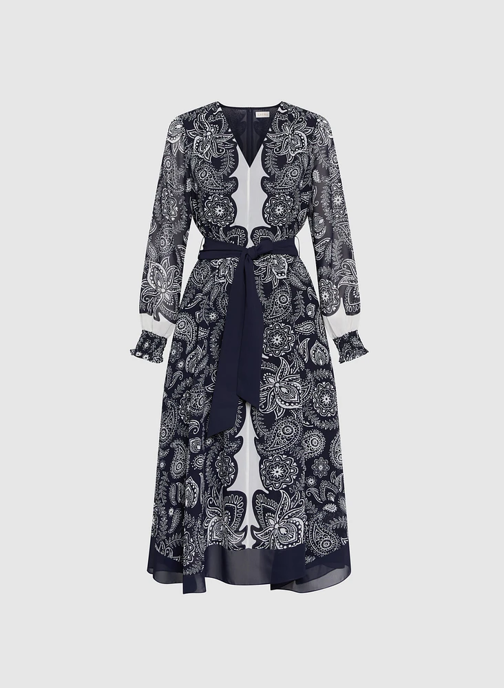 Paisley Placement Print Dress