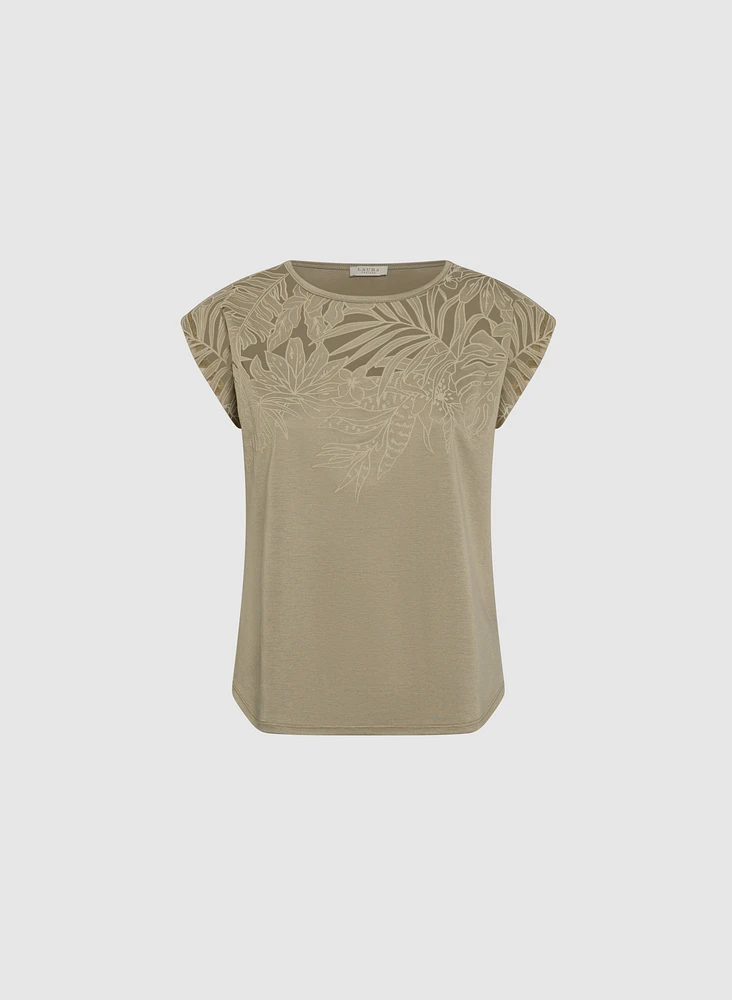 T-shirt à détail en dentelle
