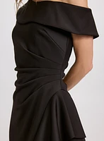 Asymmetric Waterfall Ruffle Dress
