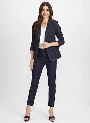 Blazer en denim et pantalon à jambe étroite