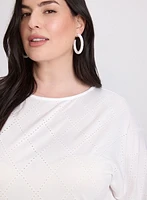 Pointelle Elbow Sleeve Top