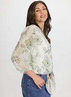 Floral Tied Hem Blouse