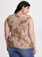 Cowl-Neck Floral Print Top