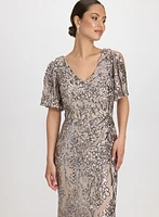Sequined Floral Dress
