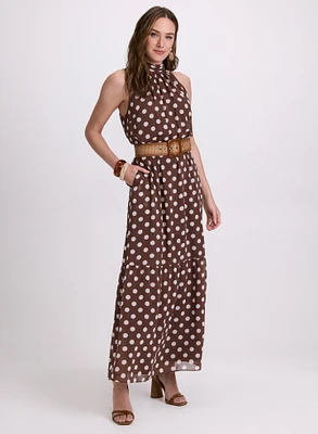 Polka Dot Halter Neck Dress
