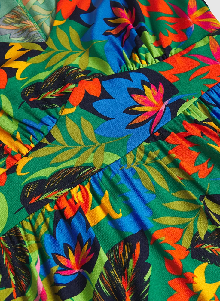 Robe tropical à manches bouffantes