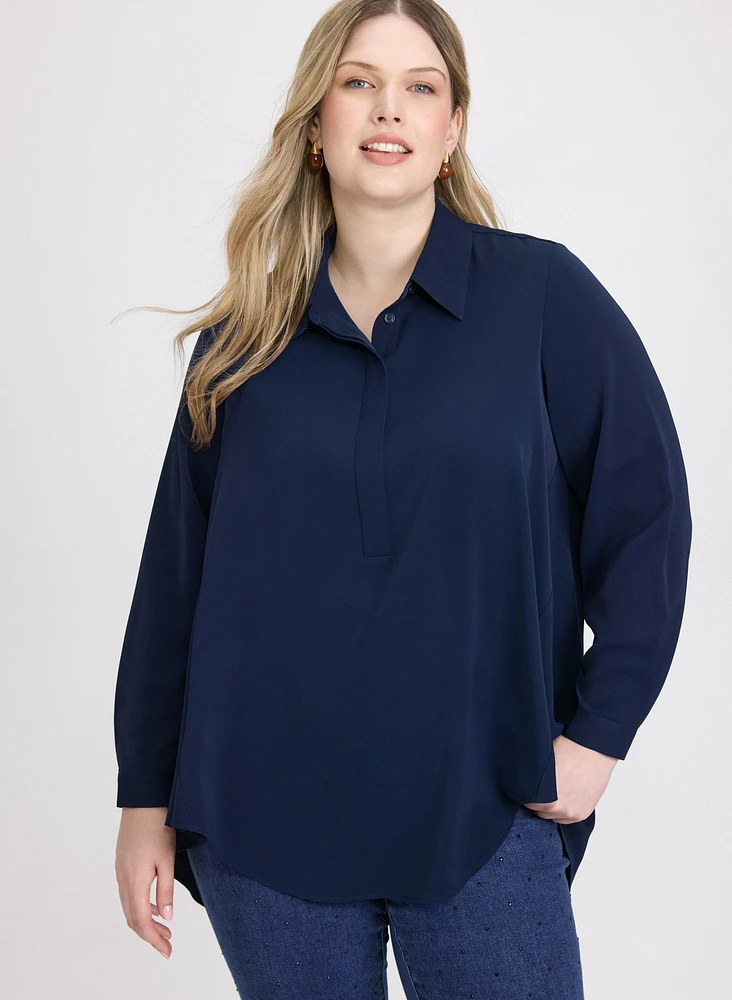 Asymmetric High-Low Hem Blouse