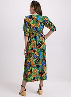 Robe tropical à manches bouffantes