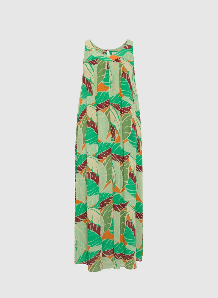 Robe maxi à motif palmiers