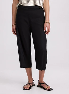 Linen-Blend Wide-Leg Capris