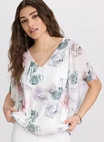 Mesh Rose Print Blouse