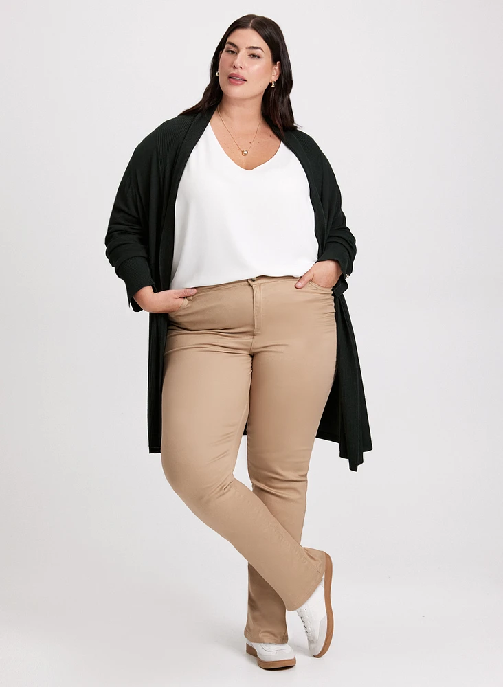 Open-Front Cardigan & Slim Leg Jeans