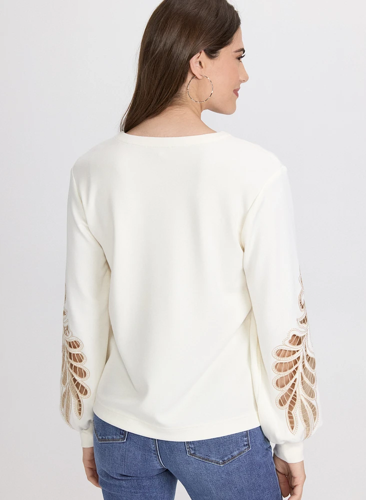 Embroidered Sleeve Top