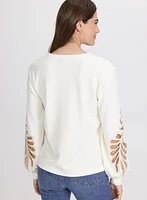 Embroidered Sleeve Top