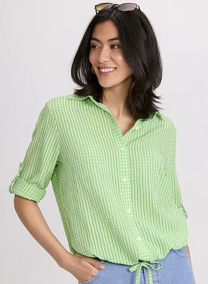Textured Button-Down Blouse